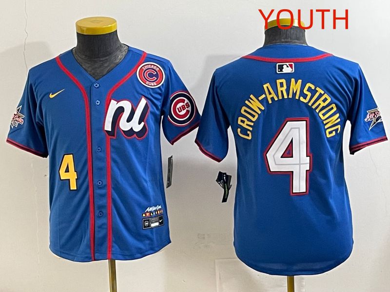 Youth 2025 Chicago Cubs #4 Crow-Armstrong Blue All star Nike MLB Jersey style 2